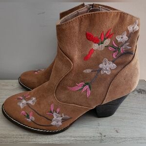 Diba Tan Embroidered Ankle Boots
